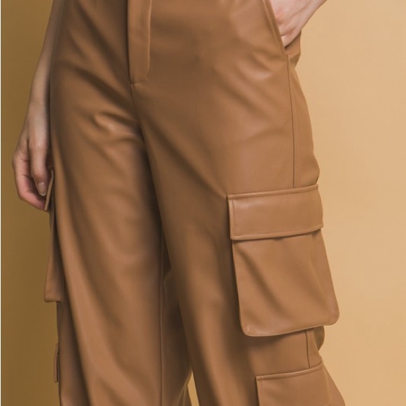 #128 Level Up Vegan Leather Cargo Pants - Picture 3 of 6
